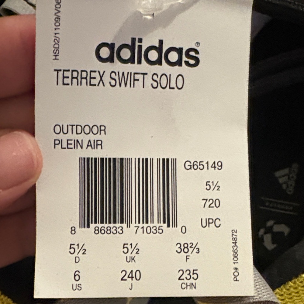 Adidas Terrex Swift Solo Men's Yellow and Black Tennis Shoes Size 6 Unisex NIB - Picture 3 of 6